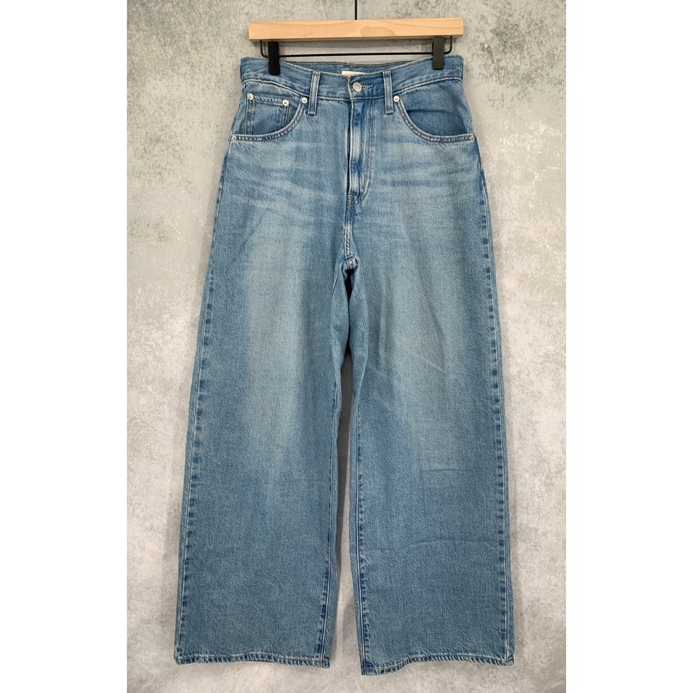 Levis Cinch Baggy Jeans Women 27 Blue Wide Leg 100% Cotton Denim Pants